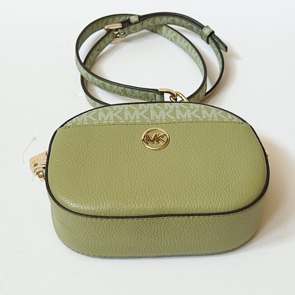 Michael Kors Jet Set Glam Small Oval Camera Crossbody Bag MK Light Sage Multi - Picture 5 of 13